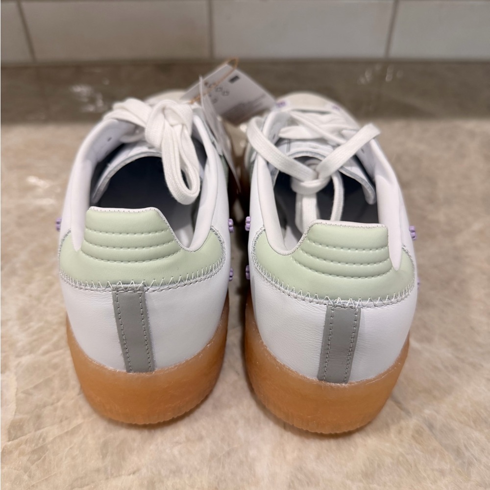 adidas Samba W White with Light Green & Gum Sole - Picture 3 of 5